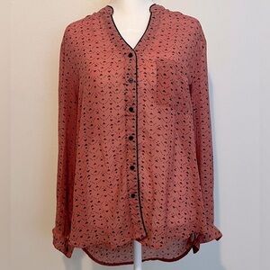 Bar III sheer long sleeved button up blouse